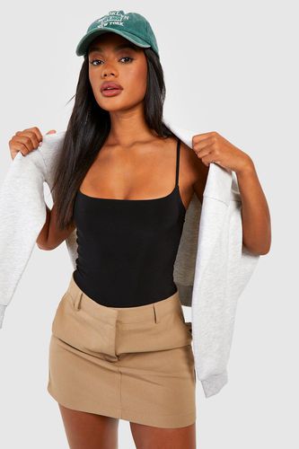 Womens Strappy Double Layer Bodysuit - - 10 - boohoo - Modalova