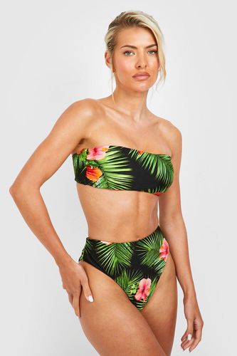 Womens Tropical Bandeau Bikini Set - - 6 - boohoo - Modalova