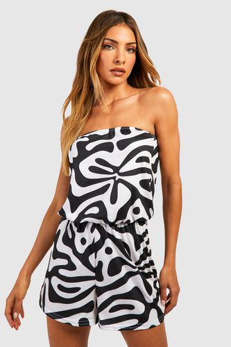 Womens Geo Print Bandeau Beach Playsuit - - S - boohoo - Modalova