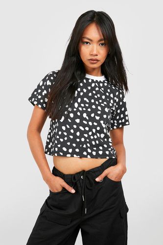 Womens Boxy Spot Cropped T-shirt - - 6 - boohoo - Modalova