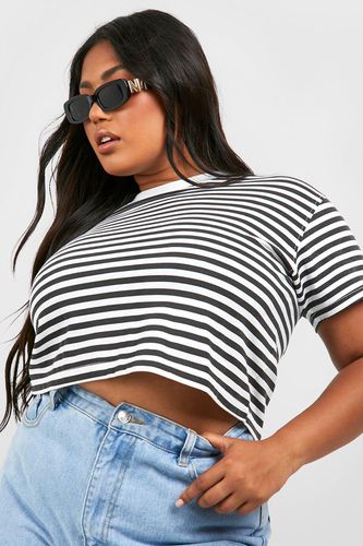 Womens Plus Boxy Stripe Cropped T-shirt - - 16 - boohoo - Modalova