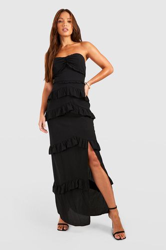 Womens Tall Bandeau Ruffle Split Side Maxi Dress - - 12 - boohoo - Modalova