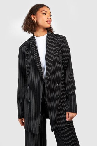 Womens Tall Basic Jersey Pinstripe Relaxed Fit Blazer - - 8 - boohoo - Modalova