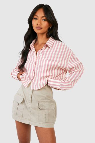 Womens Stripe Cropped Shirt - - 10 - boohoo - Modalova