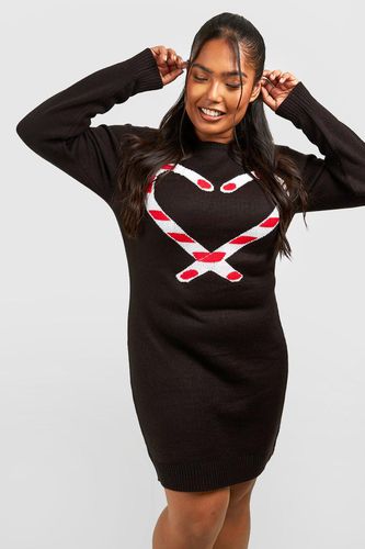 Womens Plus Candy Cane Heart Christmas Jumper Dress - - 24 - boohoo - Modalova