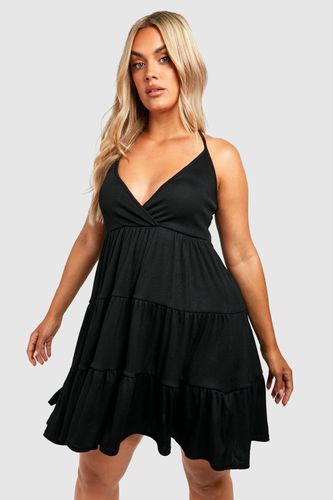 Womens Plus Rib Strappy Tiered Smock Dress - - 22 - boohoo - Modalova