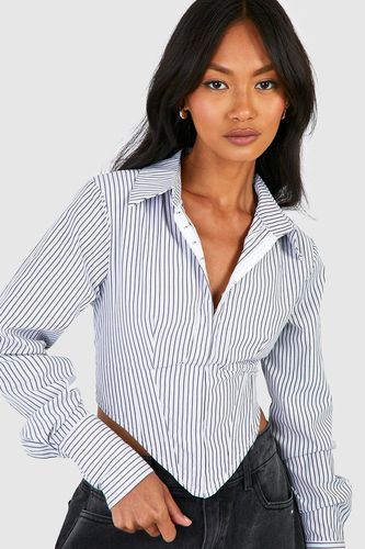 Womens Corset Style Stripe Shirt - - 10 - boohoo - Modalova