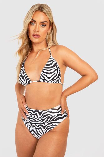 Womens Plus Zebra Print High Waisted Bikini Brief - - 16 - boohoo - Modalova