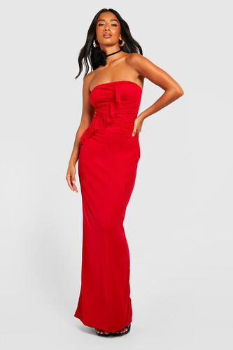 Womens Petite Asymmetric Ruffle Mesh Maxi Dress - - 14 - boohoo - Modalova