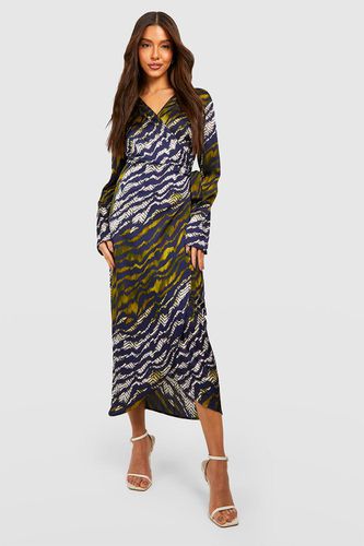 Womens Zebra Print Wrap Midaxi Shirt Dress - - 8 - boohoo - Modalova