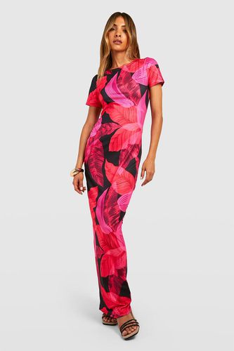 Womens Palm Print Short Sleeve Maxi Dress - - 10 - boohoo - Modalova