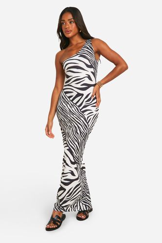 Womens Mixed Zebra Asymmetric Maxi Dress - - 14 - boohoo - Modalova