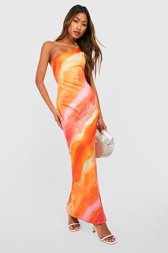 Womens Abstract Print Asymmetric Maxi Dress - - 10 - boohoo - Modalova