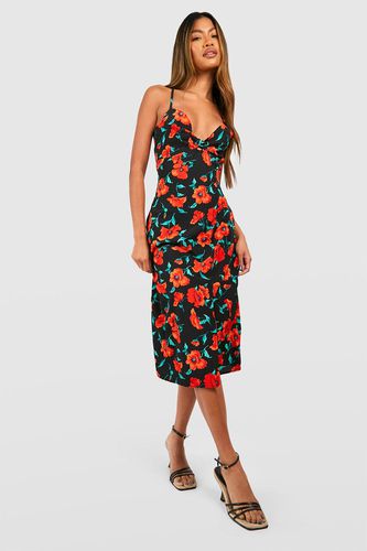 Womens Rose Print Midi Slip Dress - - L - boohoo - Modalova