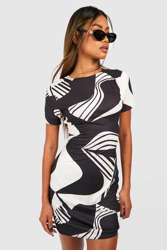 Womens Abstract Cap Sleeve Mini Dress - - 10 - boohoo - Modalova