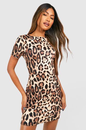 Womens Leopard Print Cap Sleeve Mini Dress - - 10 - boohoo - Modalova
