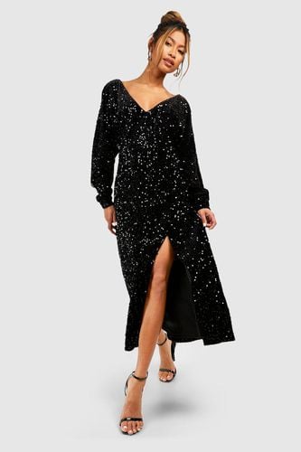 Womens Velvet Sequin Batwing Midaxi Dress - - 10 - boohoo - Modalova