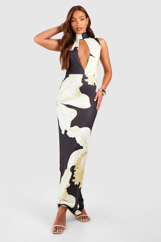Womens Tall High Neck Split Plunge Floral Maxi Dress - - 10 - boohoo - Modalova