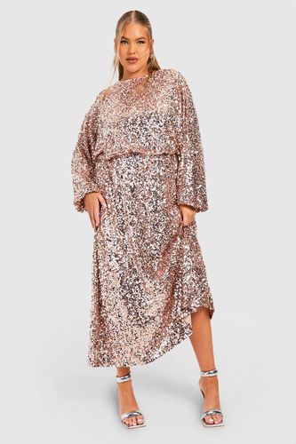 Womens Plus Sequin Volume Sleeve Midaxi Dress - - 16 - boohoo - Modalova