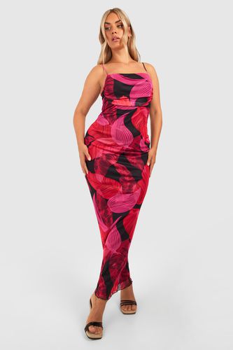Womens Plus Floral Print Mesh Maxi Slip Dress - - 16 - boohoo - Modalova