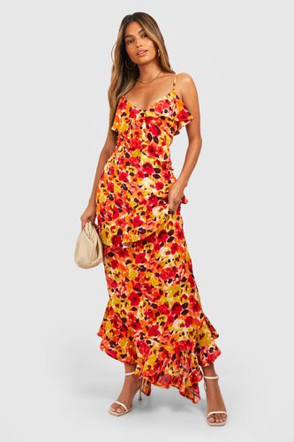 Womens Floral Woven Ruffle Maxi Dress - - 14 - boohoo - Modalova