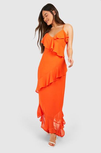 Womens Woven Ruffle Maxi Dress - - 10 - boohoo - Modalova