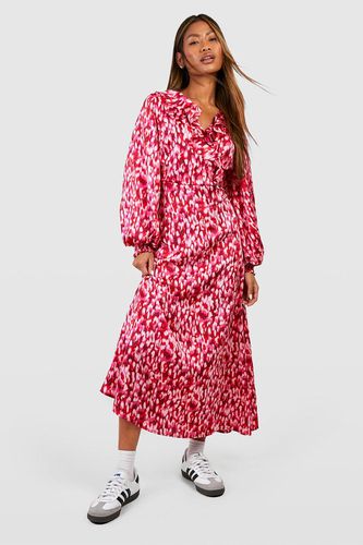Womens Abstract Print Ruffle Flounce Midaxi Dress - - 10 - boohoo - Modalova
