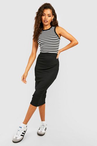 Womens Bodycon Ribbed Midi Skirt - - 8 - boohoo - Modalova