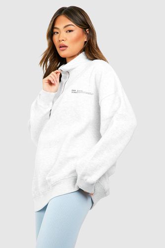 Womens Text Slogan Half Zip Oversized Sweatshirt - - S - boohoo - Modalova
