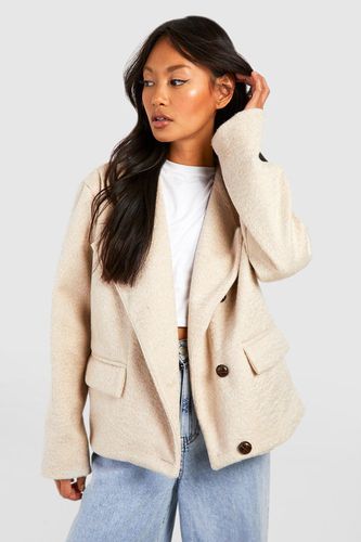 Womens Collarless Asymmetric Textured Jacket - - 12 - boohoo - Modalova