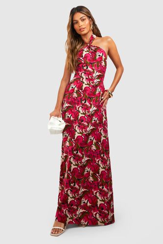 Womens Halter Neck Floral Maxi Dress - - 14 - boohoo - Modalova