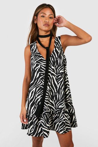 Womens Zebra Trapeze Mini Dress - - 10 - boohoo - Modalova
