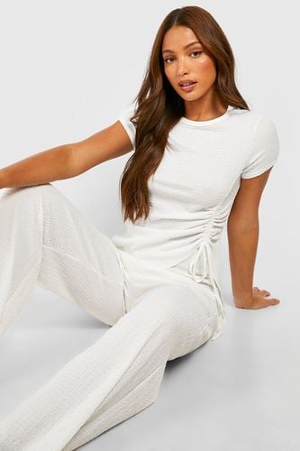 Womens Tall Textured Ruched Side Asymmetric T-shirt - - 6 - boohoo - Modalova