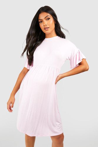 Womens Maternity Frill Sleeve Smock Mini Dress - - 16 - boohoo - Modalova