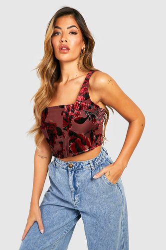 Womens Devore Boned Corset - - 12 - boohoo - Modalova