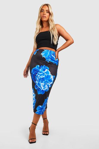 Womens Plus Floral Printed Jersey Midaxi Skirt - - 28 - boohoo - Modalova