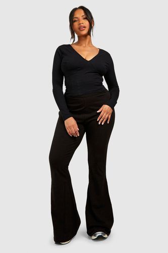 Womens Plus Cotton Elastane Basic Fold Over Waistband Trousers - - 20 - boohoo - Modalova