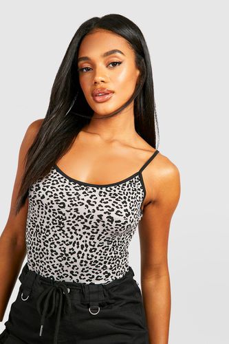 Womens Leopard Strappy Bodysuit - - M - boohoo - Modalova