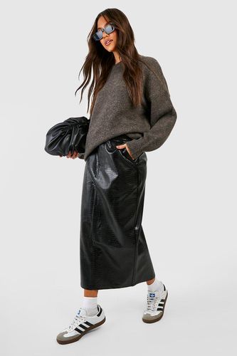 Womens Croc Faux Leather Split Midaxi Skirt - - 10 - boohoo - Modalova