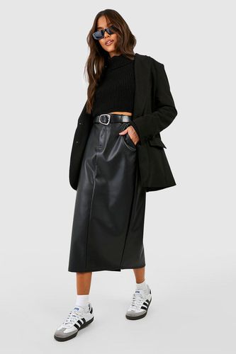 Womens Leather Look High Waisted Midaxi Skirt - - 10 - boohoo - Modalova