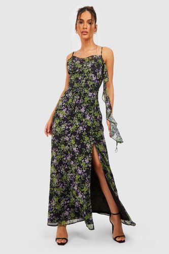 Womens Floral Chiffon Corset Maxi Dress - - 12 - boohoo - Modalova