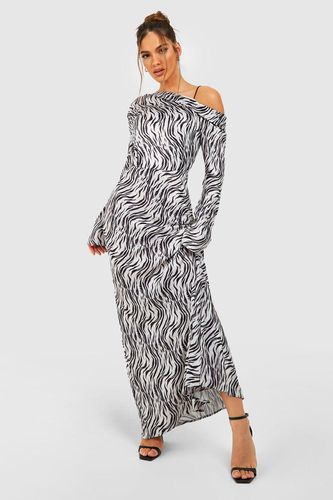 Womens Zebra Asymmetric Maxi Dress - - 10 - boohoo - Modalova