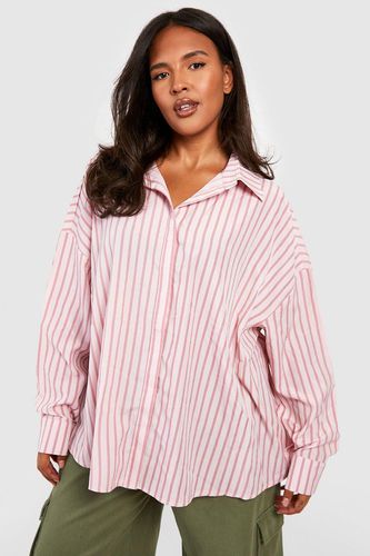 Womens Plus Oversized Wide Stripe Shirt - - 18 - boohoo - Modalova