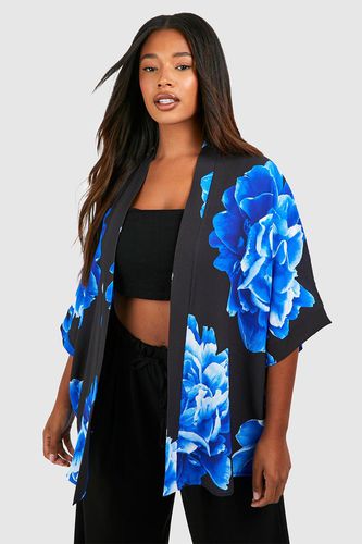 Womens Plus Abstract Printed Woven Kimono - - 26 - boohoo - Modalova