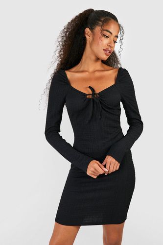 Womens Textured Tie Bust Mini Dress - - 12 - boohoo - Modalova