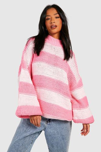 Womens Petite Oversize Chunky Knit Stripe Jumper - - L - boohoo - Modalova