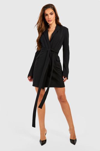 Womens Tie Waist Long Sleeve Blazer Dress - - 10 - boohoo - Modalova