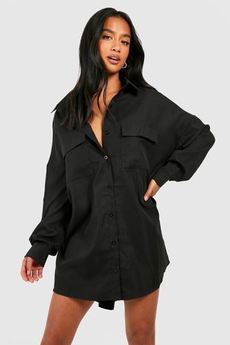 Womens Petite Oversized Utility Pocket Shirt Dress - - 16 - boohoo - Modalova