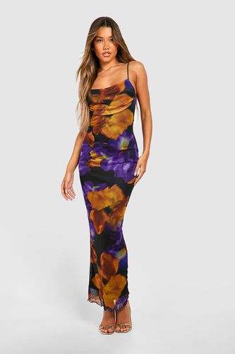Womens Floral Print Mesh Maxi Slip Dress - - 10 - boohoo - Modalova