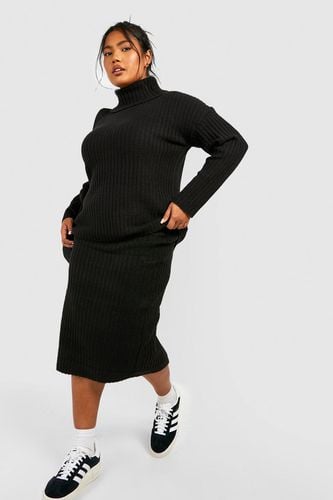 Womens Plus Knitted Midi Skirt And Roll Neck Co-ord - - 16 - boohoo - Modalova